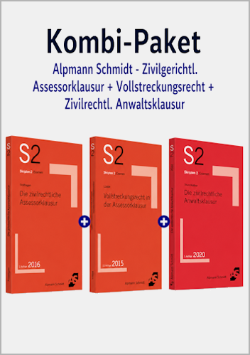 Kombi-Paket Zivilgerichtliche Assessorklausur + Vollstreckungsrecht + Anwaltsklausur