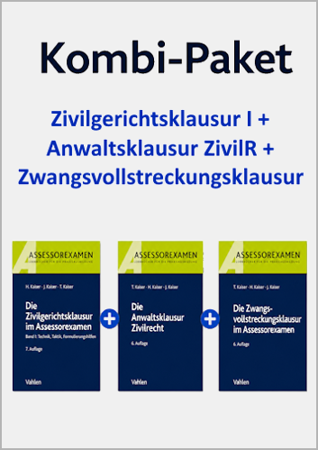 Kombi-Paket Zivilgerichtsklausur I + Anwaltsklausur ZR + ZwangsvollstreckungsR