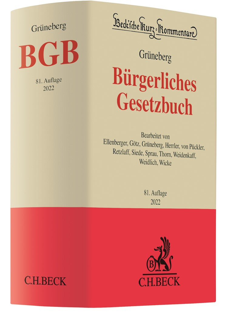 Grüneberg (vorm. Palandt), Vorauflage des BGB-Kommentars, 81. Auflage 2022